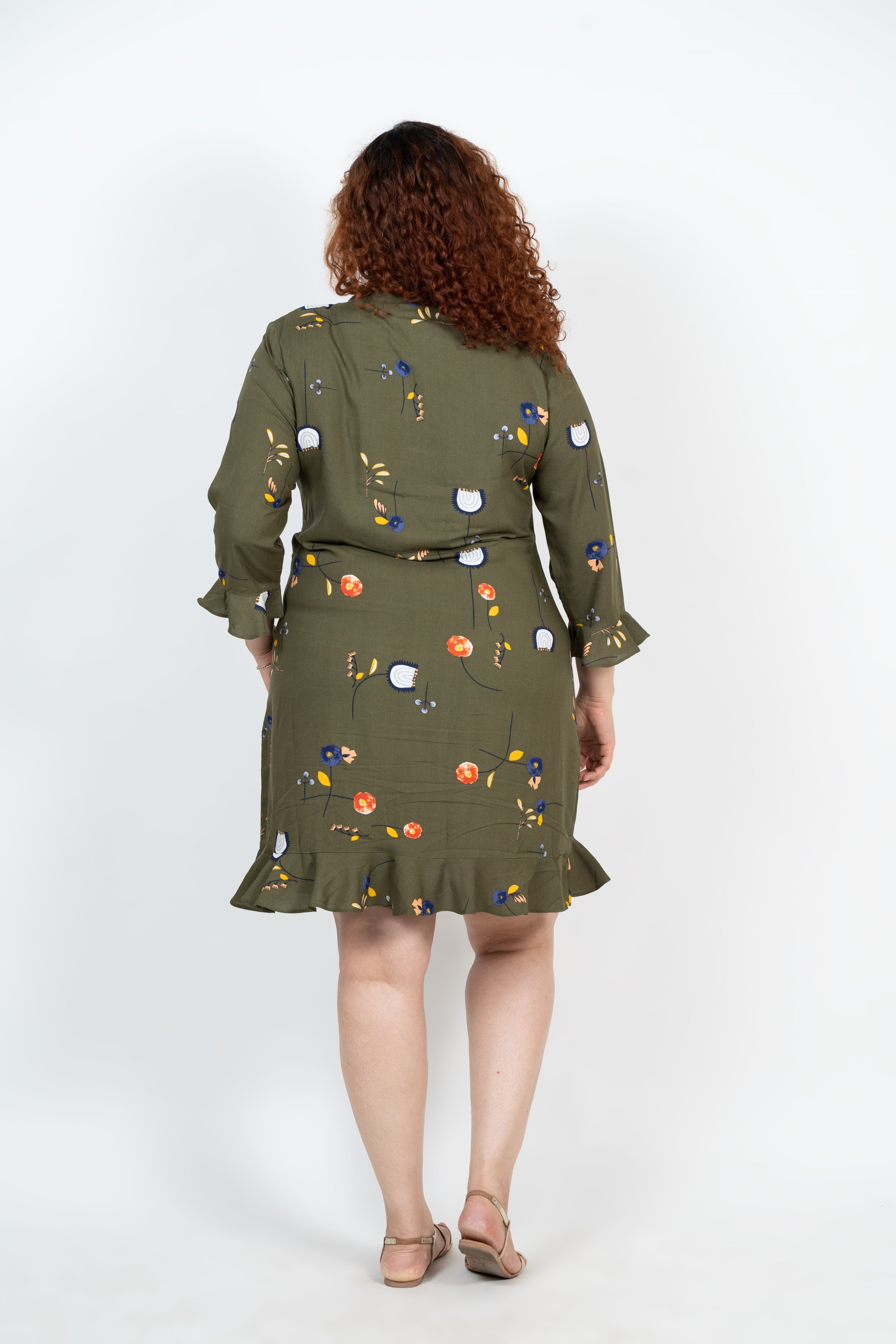 Green And Orange Printed Dress  XOXO Cherry