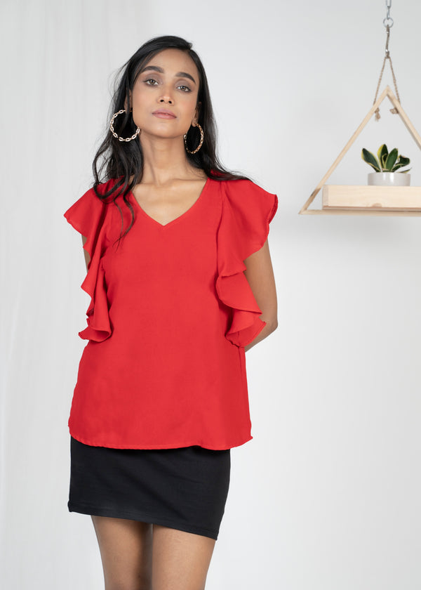 Red Drama Queen Top