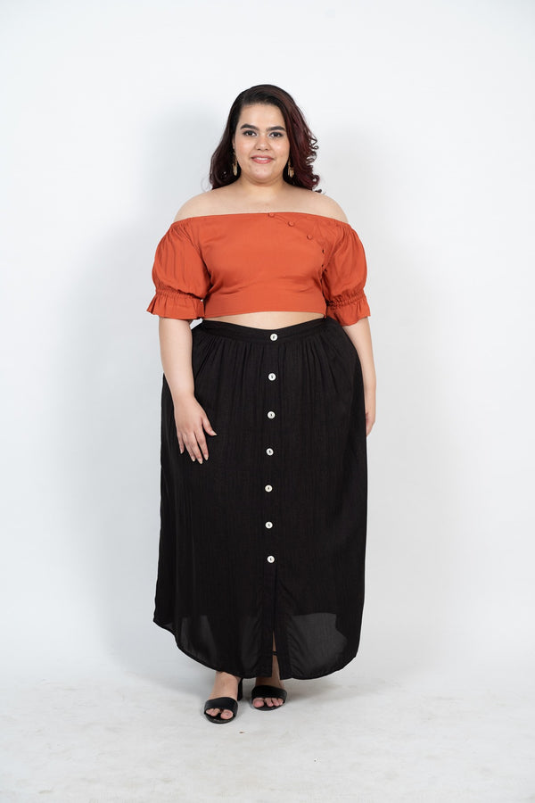 Crop Top WIith Ruffled Sleeves And Button On Front